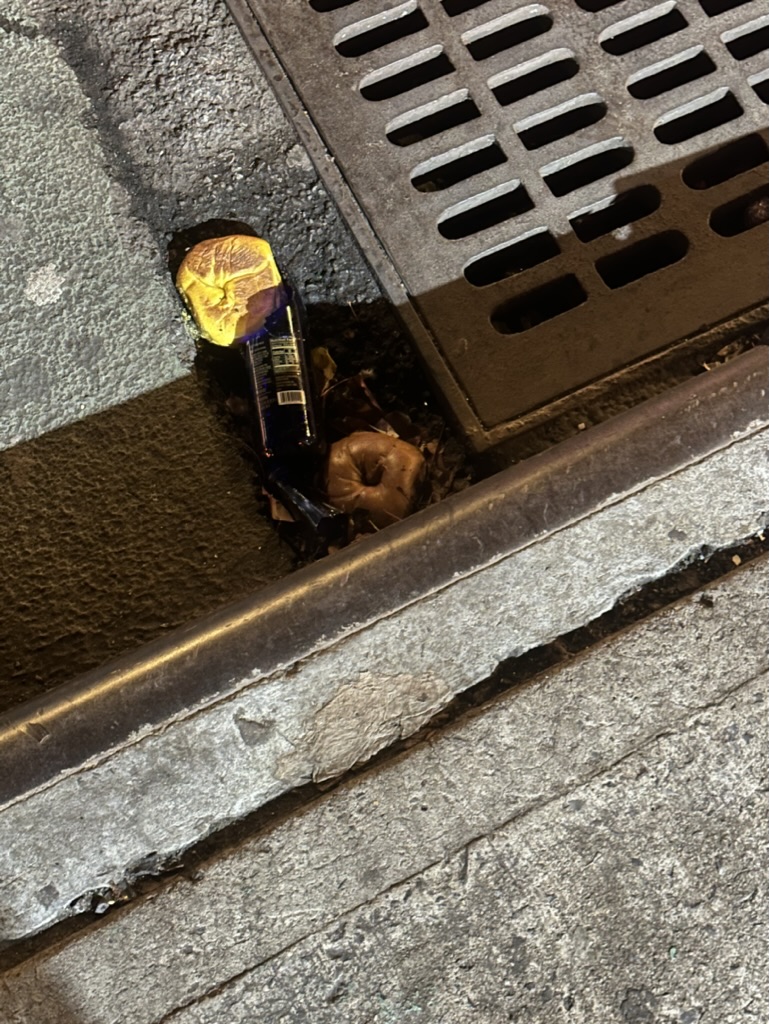 someone was having a breakfast sandwich with booze